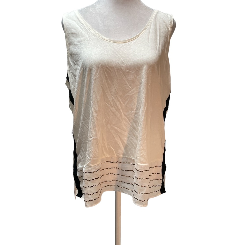J. Crew Cream with Black Stripe Down Side and Sheer Bottom with Metal Studs L